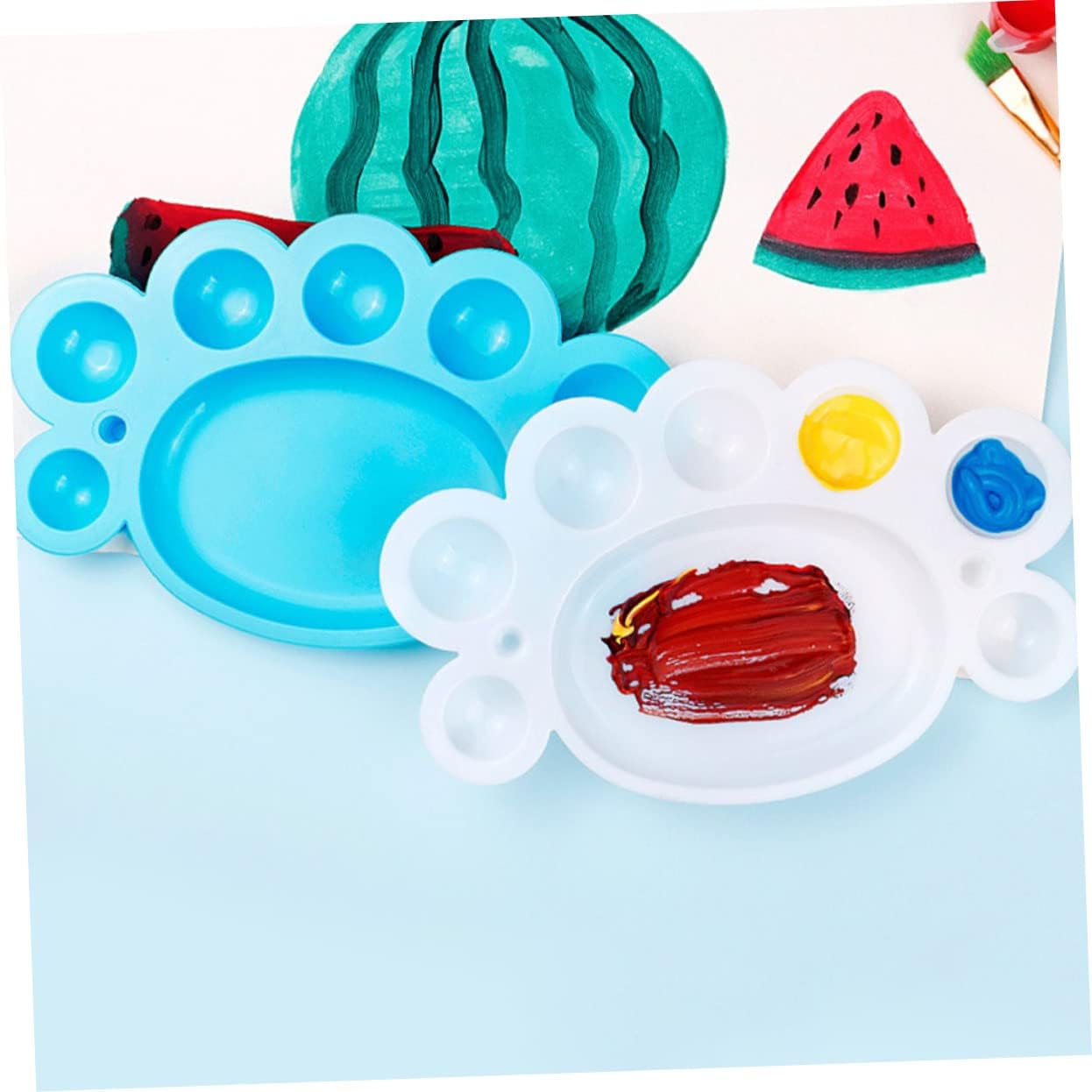 Gadpiparty 12pcs Plastic Boy Girl Paint Trays Watercolor Mixing Pallet for Art Projects Easy to Clean Lightweight Color Mixing Plates for Boy Girl Painting Activities