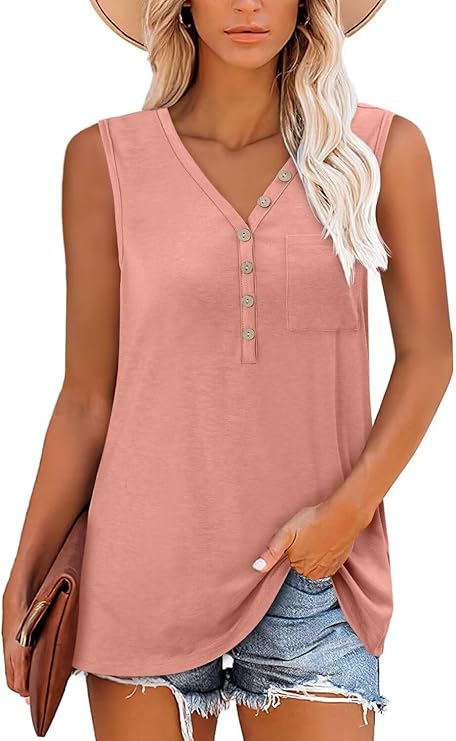 KISSMODA Womens Boho Tops for Summer Sleeveless Tanks Loose Fit Casual Blouse Daily Shirts for Leggings (S-3XL)