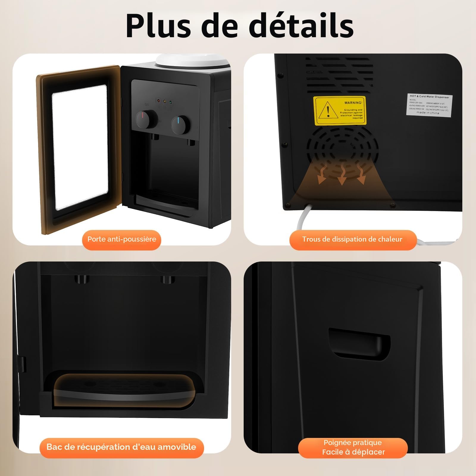 Fontaine à Eau Chaude et Froide Distributeur Eau électrique 550 W 3,5 l 10 l 18 l pour Bureau