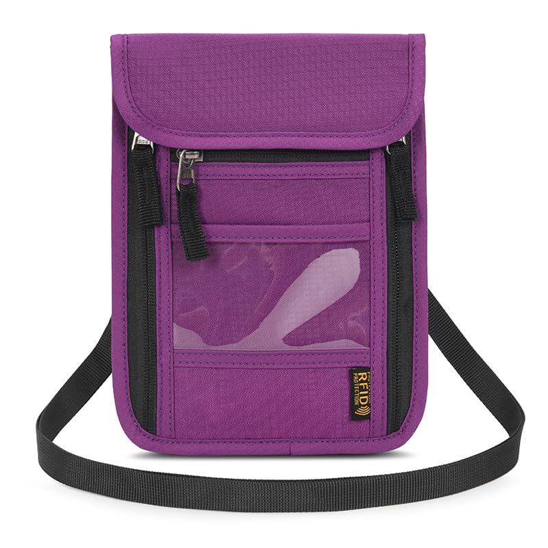 ROOSALANCE Passport Holder for Travel, Neck Pouch Travel Wallet With RFID Blocking, Waterproof...