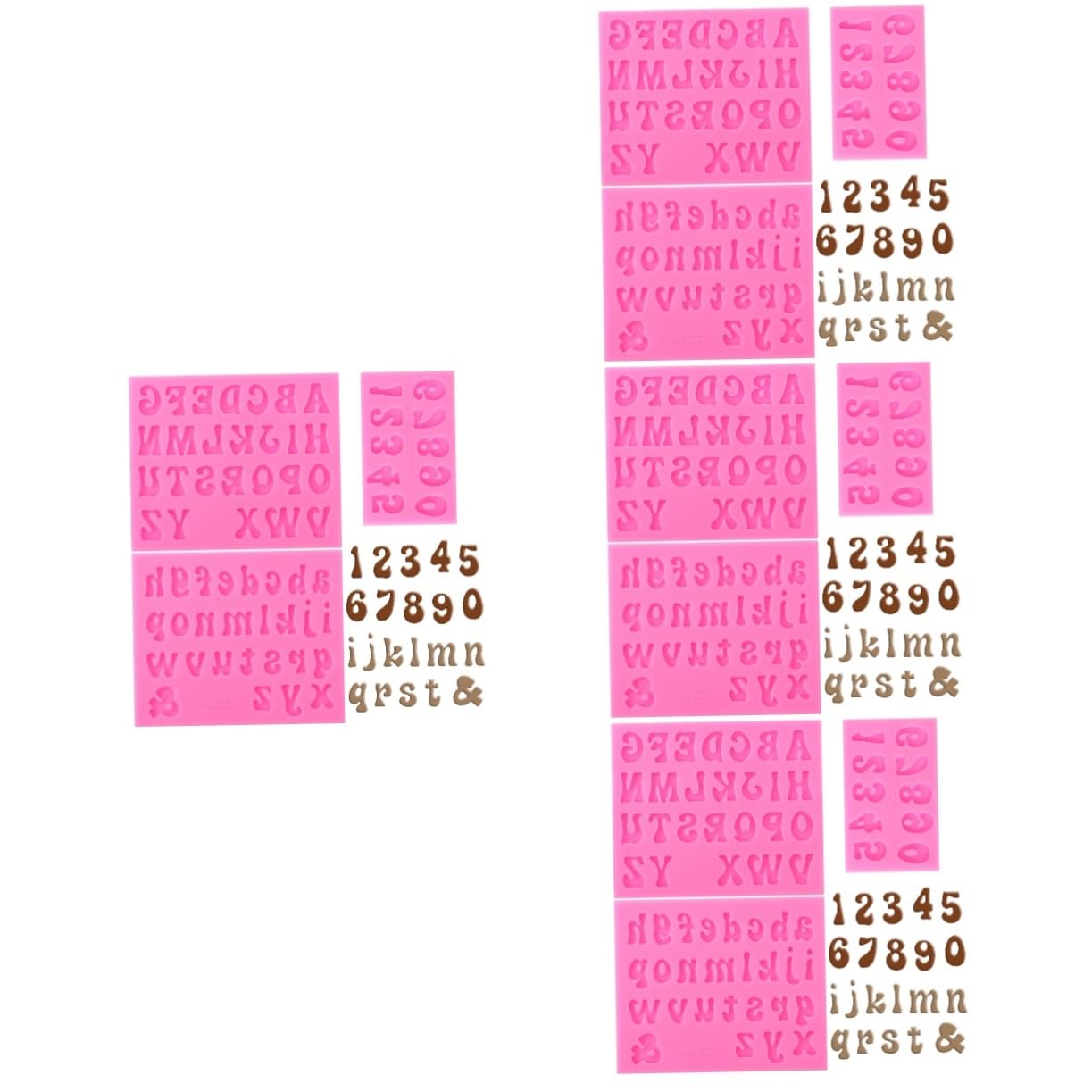 IMIKEYA Set di 4 stampi per lettere di cioccolato alfabeto, stampi per lettere di cioccolato biscotto, stampi per cioccolato, stampo in silicone per cioccolato, gel di silice rosa, 3 pezzi x 4