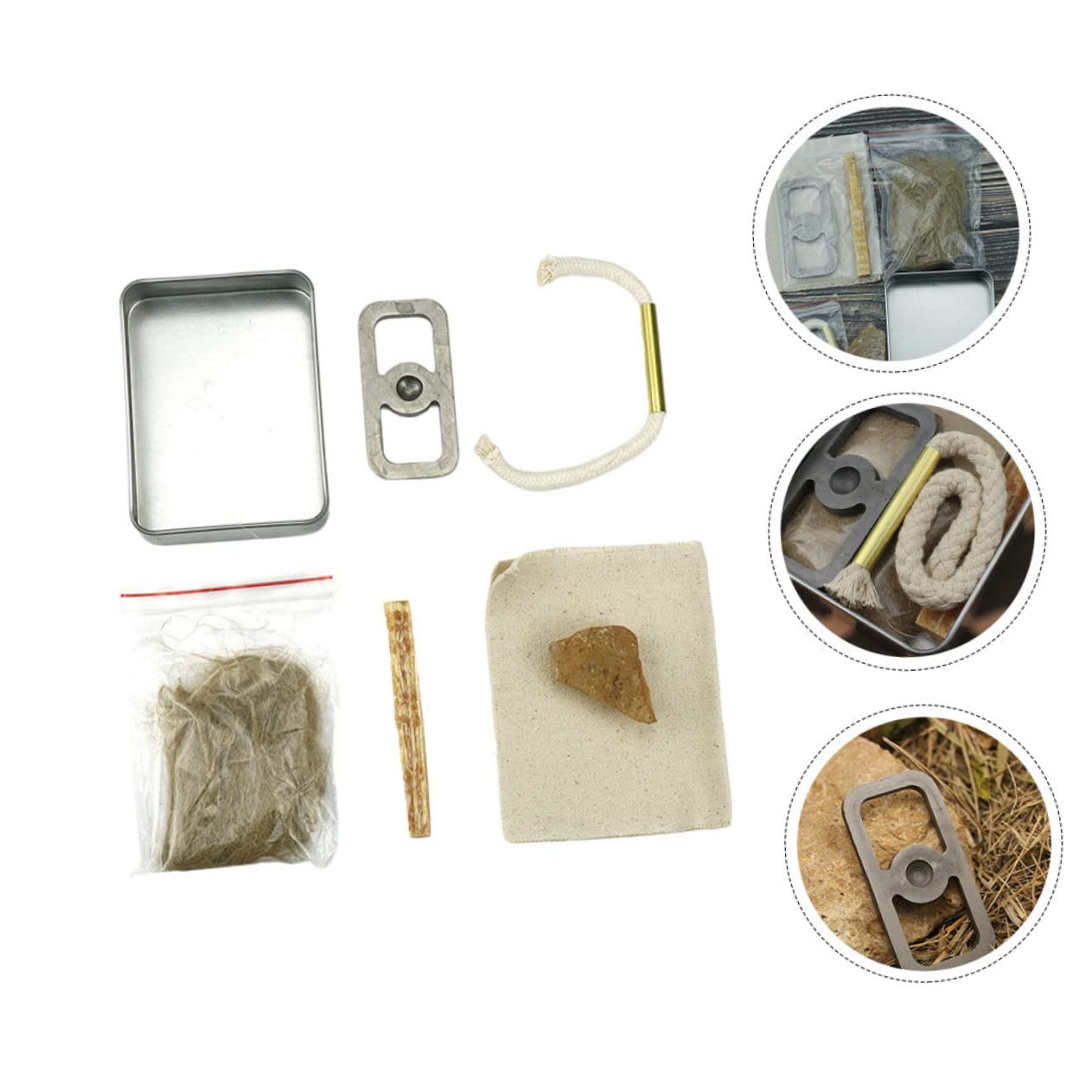 VANZACK Juego de Cuerda de Algodón y Fuego Encendedor Metálico para Camping y Barbacoa, Herramienta para Iniciar Fuego Combustión Instantánea, Adecuado para Principiantes y Profesionales