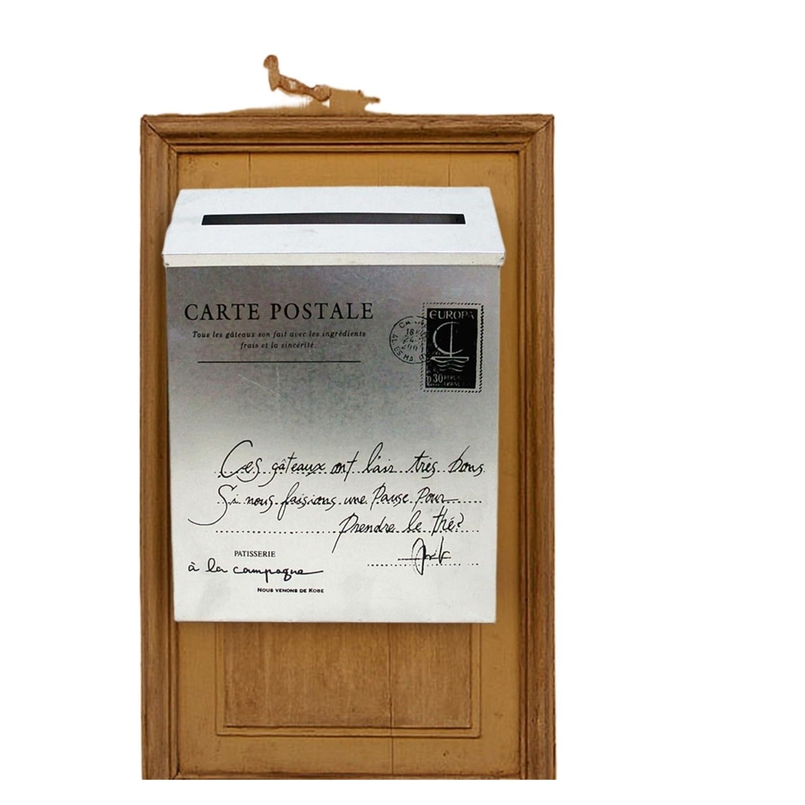 Post Box Wall Hanging Mail Box Newspaper Holder Letter Suggestion Retro Mounted Mailbox, Drop for Outdoor Gate(Silvery)