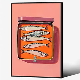 Sardine Tin Posters Vintage Kitchen Food Wall Art Fun Seafood Fish Canva...