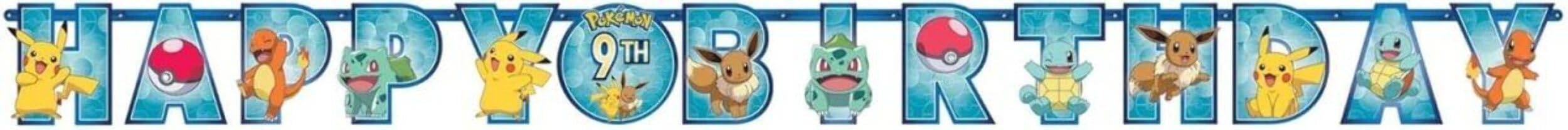 Multicolor Pokemon Jumbo Add An Age Letter Banner - 10.5' x 10