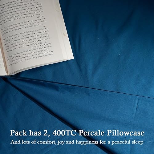 Miniatura 8 de Juego de 2 fundas de almohada de 400 hilos 100% algodón de fibra larga, duraderas y sedosas, ropa de cama natural de lujo clase de hotel (tamaño