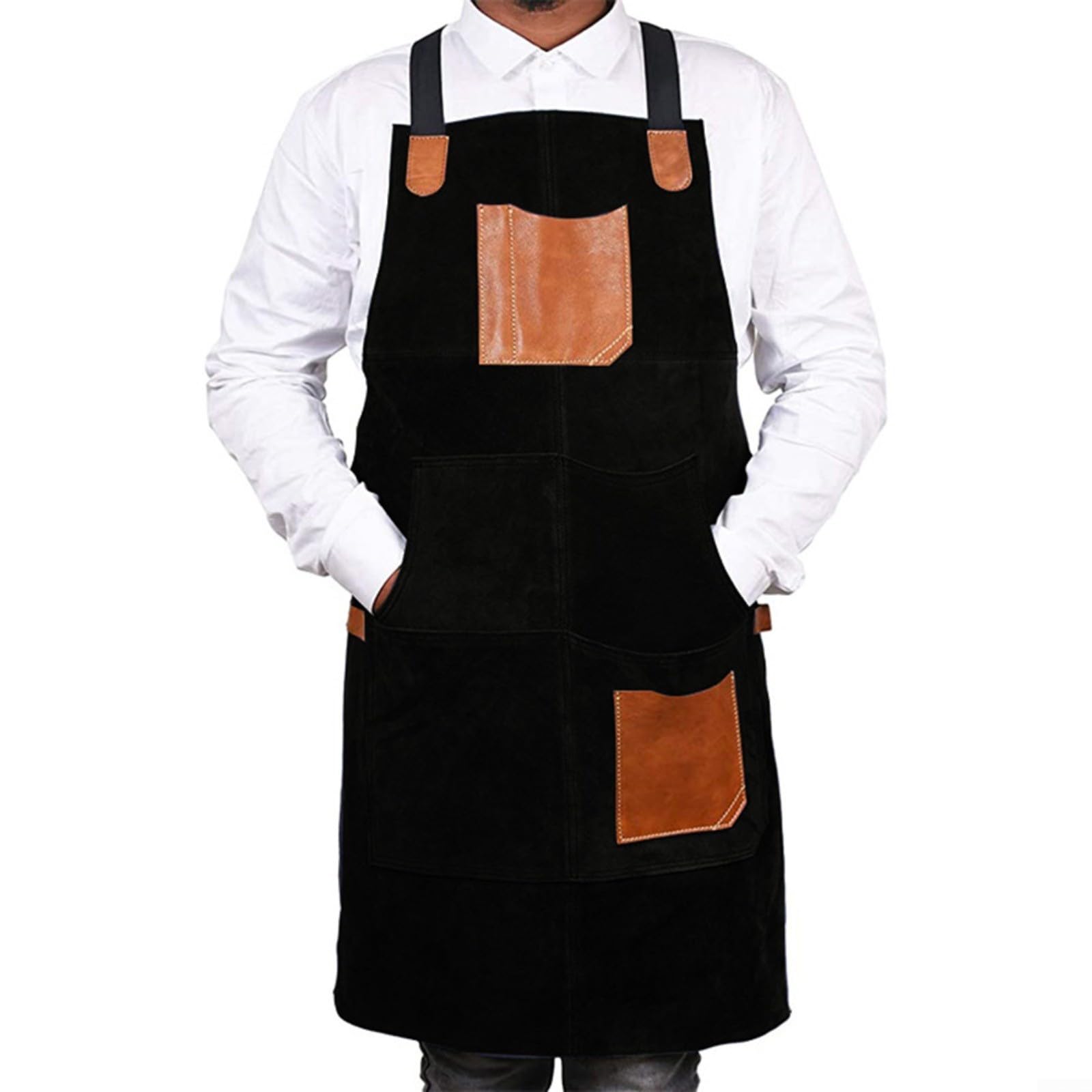 FABULETTA Delantal de fieltro de doble cara con cuero PU,correas ajustables, varios equipos de protección para soldadura, carpintería y cocina