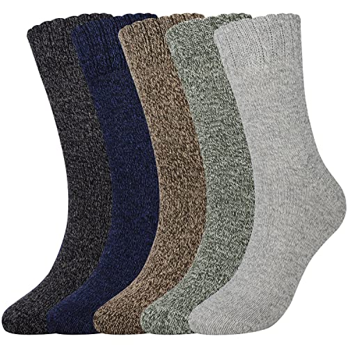 Jeasona 5 Paare Wollsocken Damen 39-42 Warme Socken Damen 39-42 Bunt Wintersocken Stricksocken für Damen Winter Wärme Socken Winter Socken Frauen Damen Socken Winter Cover