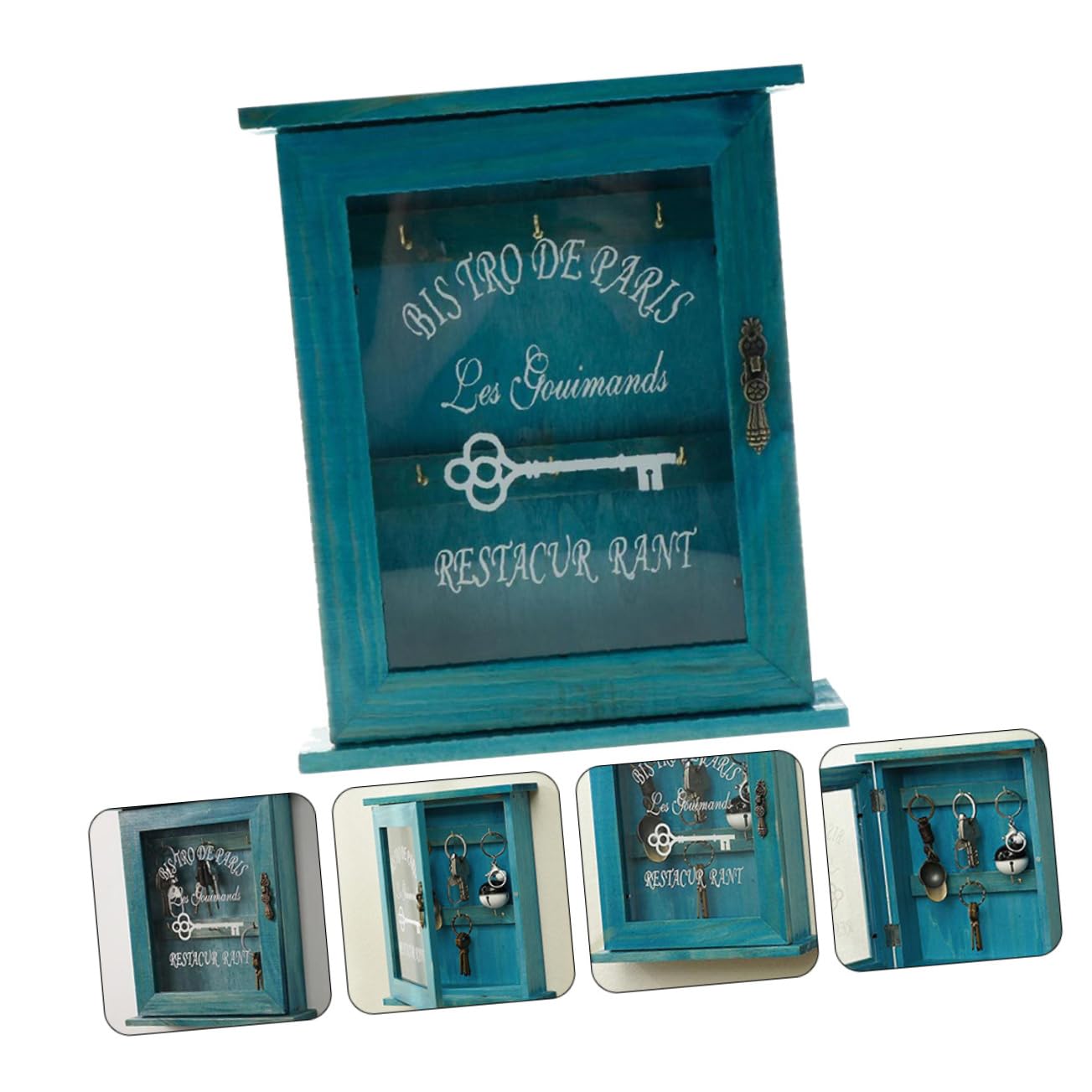 EXCEART 1 Caja Caja de Almacenamiento de Llaves Ganchos para gabinetes de Cocina Llavero rústico para Pared decoración compartimientos de almacenaje Adorno de la Puerta de Entrada Familiar