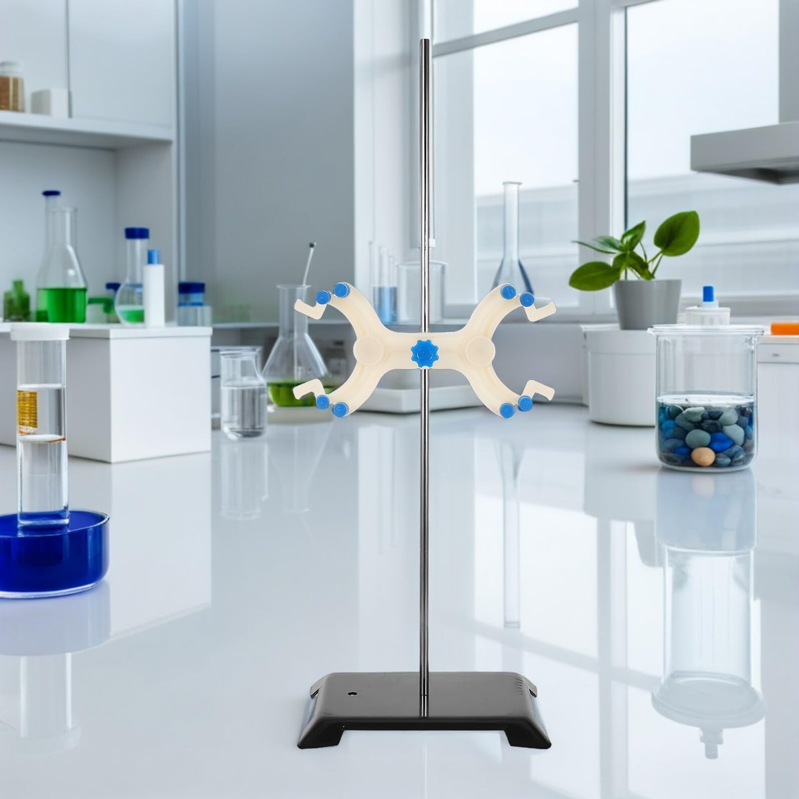 ULTECHNOVO Laborgeräteständer aus Eisen und Kunststoff mit Klemmfunktion für Büretten und Reagenzgläser Einfach zu Montieren für Chemische Experimente im Labor