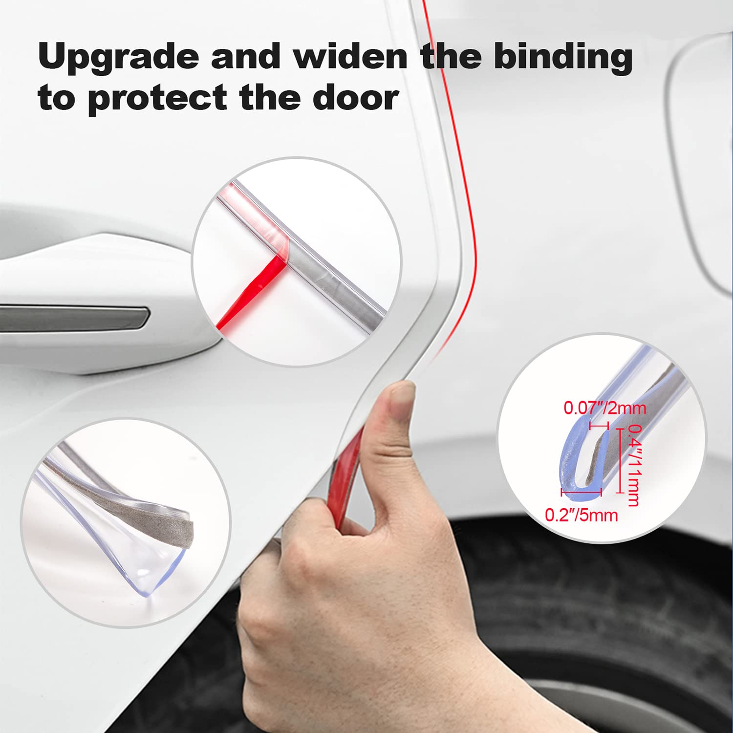 MRCPRIAN Protezione trasparente per portiera dell'auto, guarnizione per portiera dell'auto, con accessori a forma di U, guarnizione interna, protezione per bordi della porta(10M）