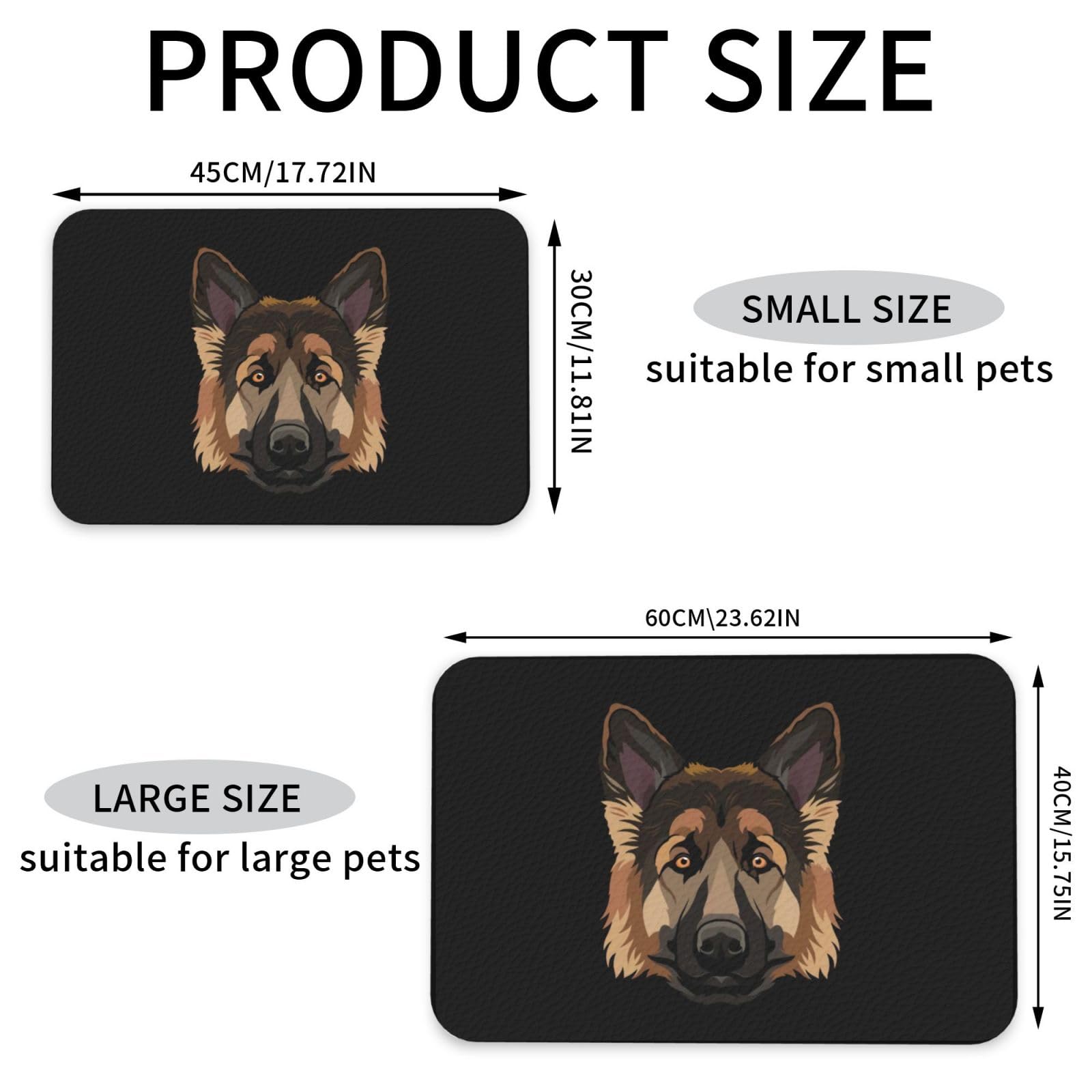 Dog Cute Print German Shepherd Absorbent Dog Mats for Food and Water Waterproof Pet Bowl Liner Anti-Slip Dog Feeding Mats Quick Dry Pet Placemat to Protect Floors