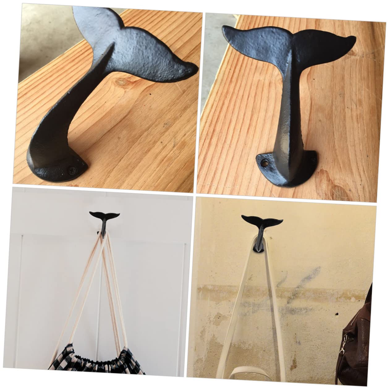 2piezas Gancho De Pared Decorativo De Ballena Fundición Resistente Para Colgar Abrigos Toallas y Llaves Para Hogar y Tienda