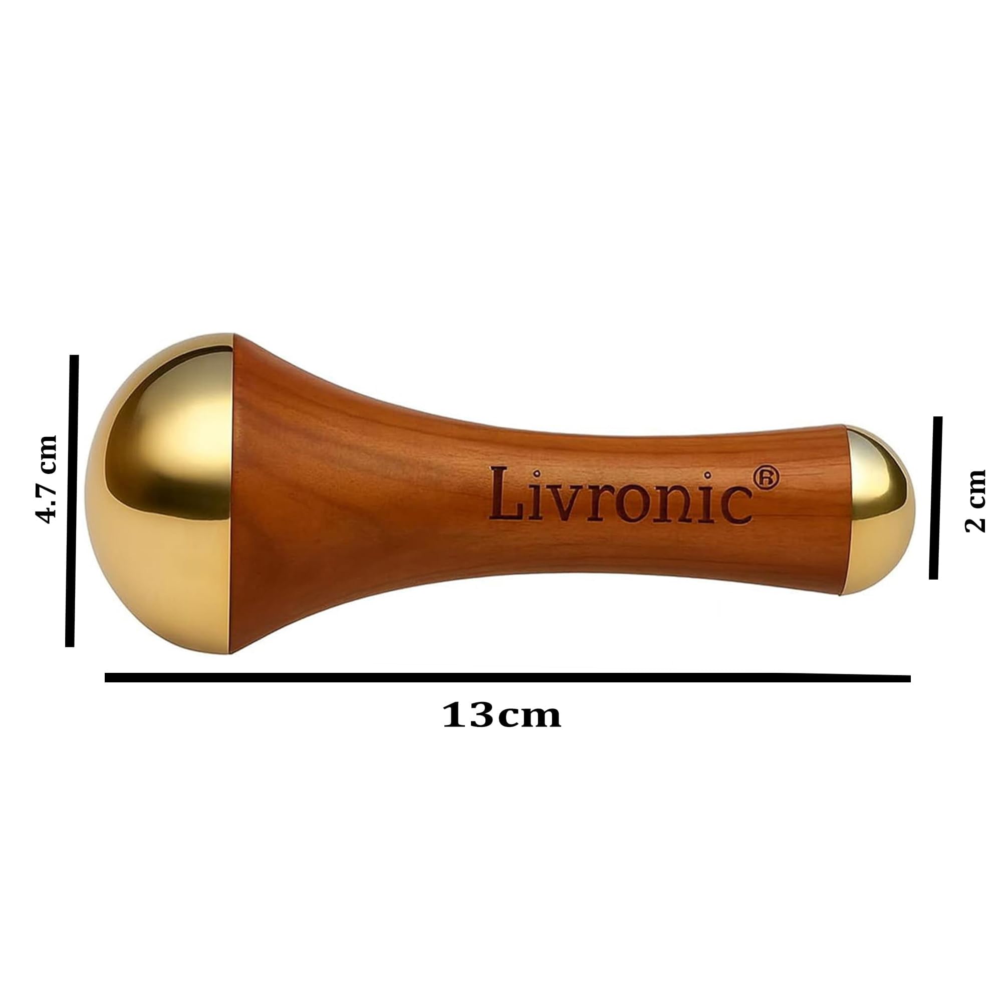 Livronic® Premium Bronze Kansa Wand | 2-in-1 Ayurvedic Facial & Foot Massage Tool | Teak Wood Handle for Detoxification, Relaxation & Puffiness Reduction,Full Body Massage,Sculpting Tool (Dual Side)