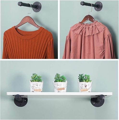 Miniatura 2 de Y&J Soportes de estante de tubería rústicos, soporte de estante flotante resistente, soportes de estante industriales negros, para bricolaje,