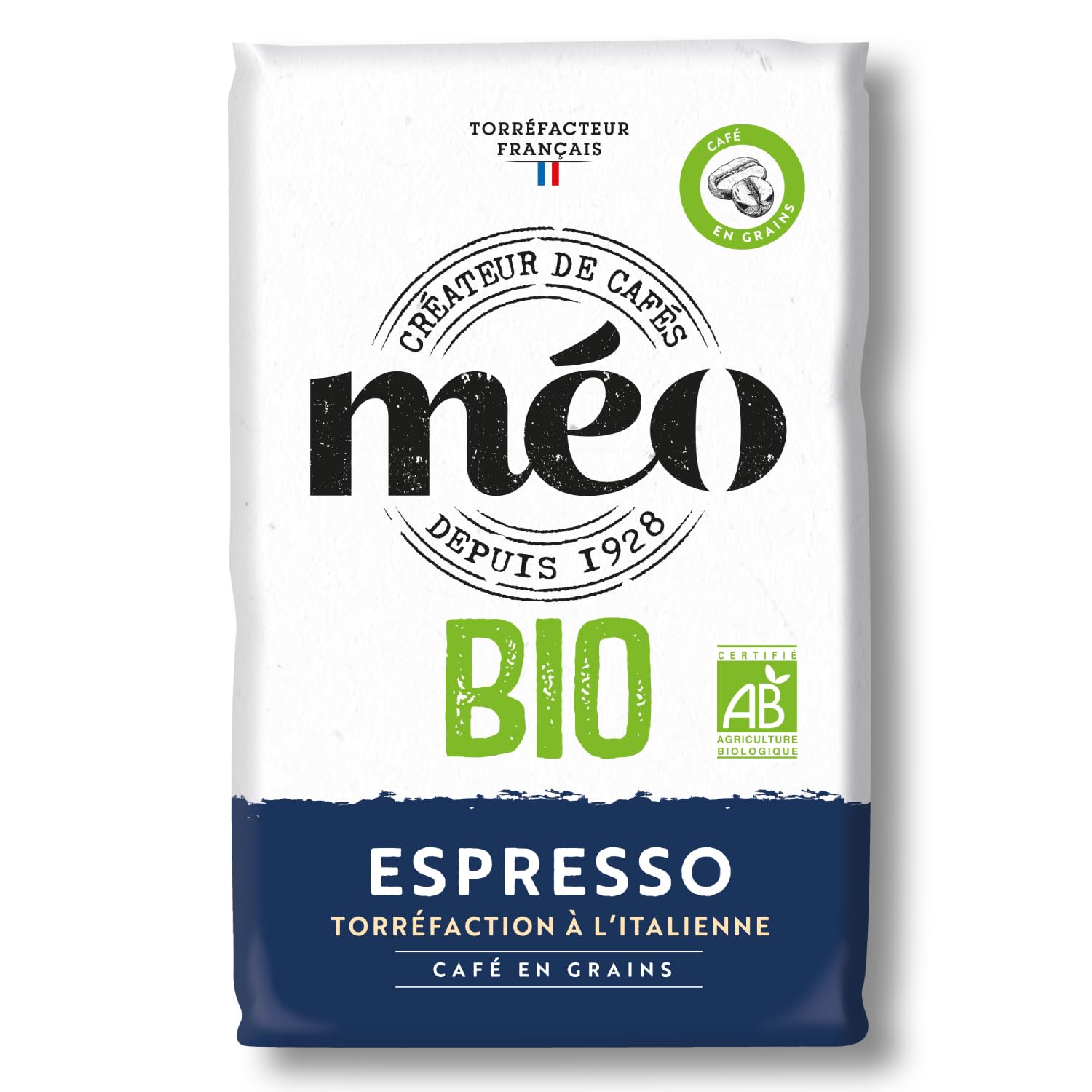 Cafés Méo - Café en Grains Espresso Biologique - 6 kg - Intensité 9/10 - Arômes Authentiques, Aromatique, Crème Généreuse - Agriculture Biologique - Lot de 6 x 1 kg