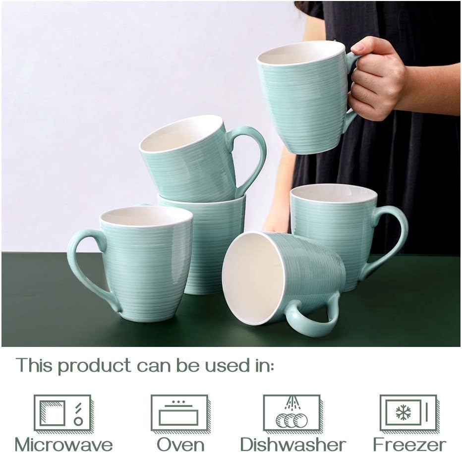 DOWAN Coffee Mugs Set - 15/17 Oz Large Ceramic Mugs for Coffee Tea and Cocoa, Set of 8 with Handle, Modern, Break Resistant, Microwave and Dishwasher Safe