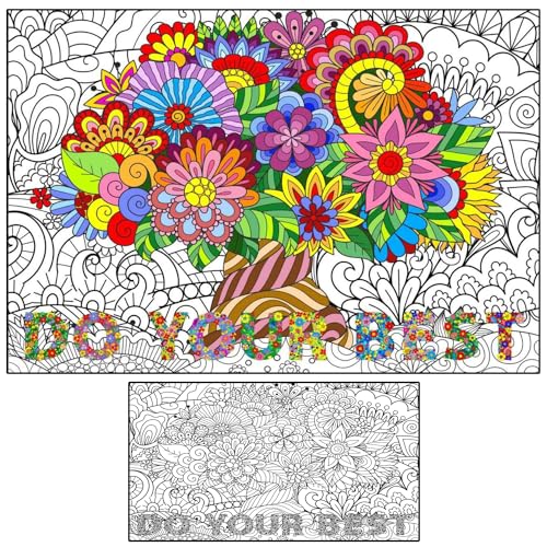 Giant Coloring Poster for Adults and Kids - Large Wall Coloring Posters for Adults at Work Office Motivational - Huge Tree of Life to Color for Classroom - Extra Large Adult Sheet Big Jumbo Size