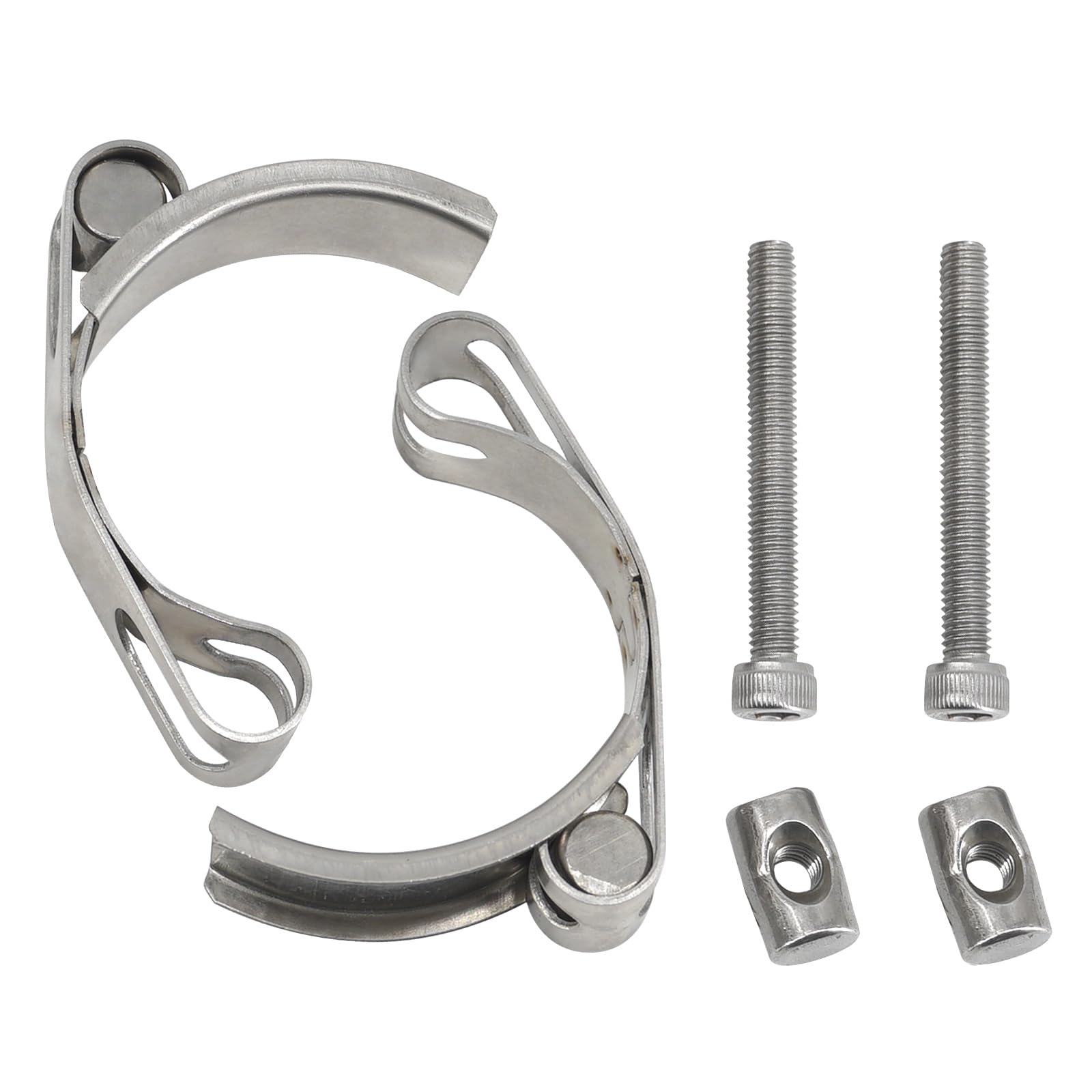 Schlauchschellen, 45–55 mm, T-Bolzen, strapazierfähig, verstellbar, 304 Edelstahl, Doppelkopf, doppellagig, 2 Stück