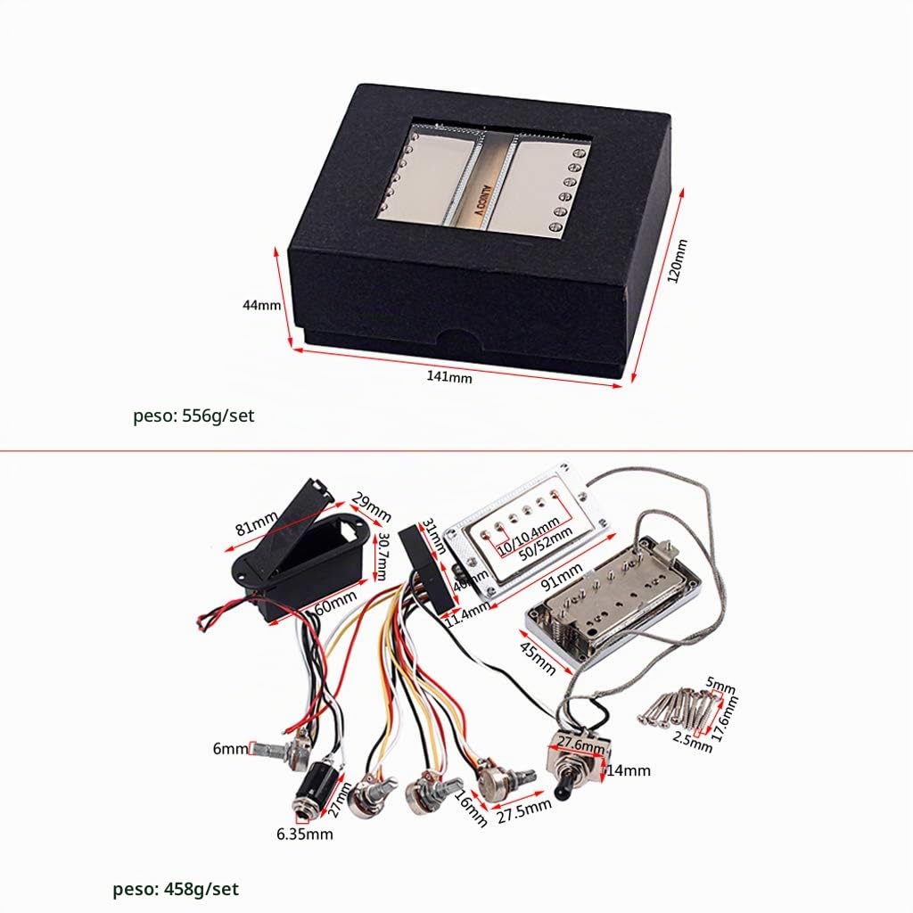 Alnicov 1 Set Pickup per chitarra LP attivo Humbucker con set di batterie per circuiti elettronici