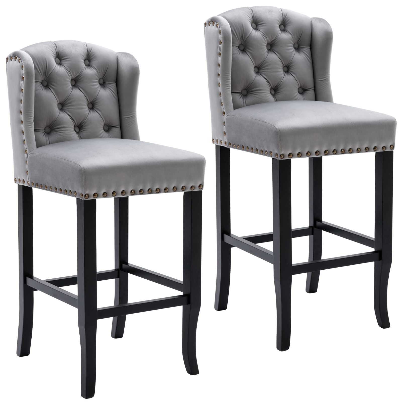 Buy DUOMAY Classic 30 Inch Bar Stools Set of 2, Velvet Upholstered