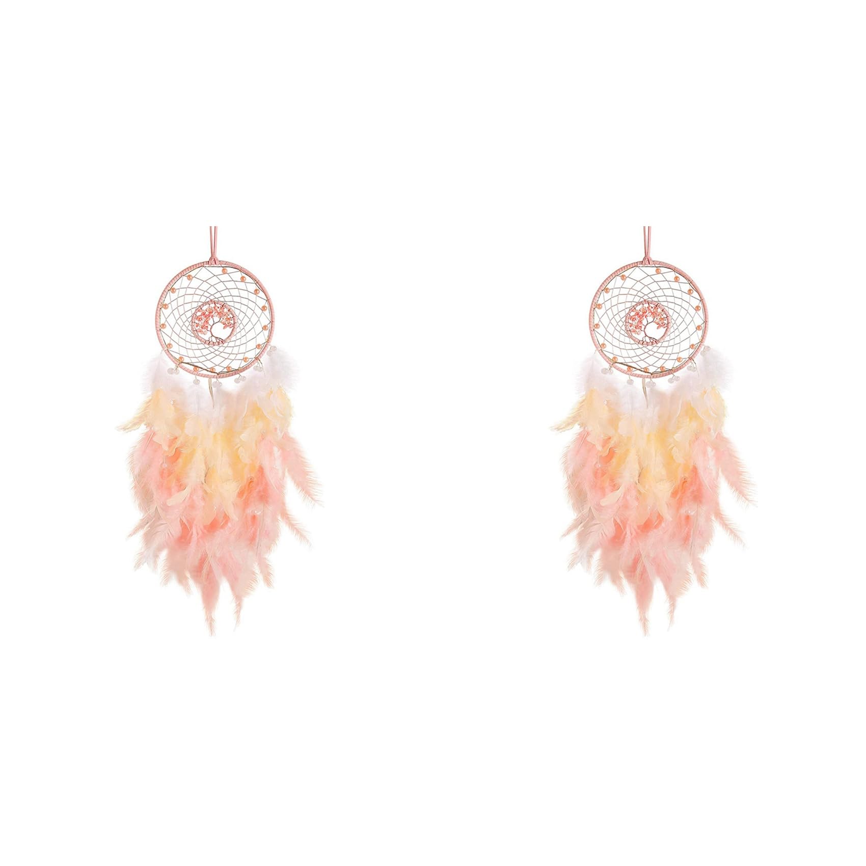 Vjsujehgy 2X Dream Catcher Hanging Ornament Decor Handmade LED Lights Healing Crystals Dreamcatchers for Home Wall Decor