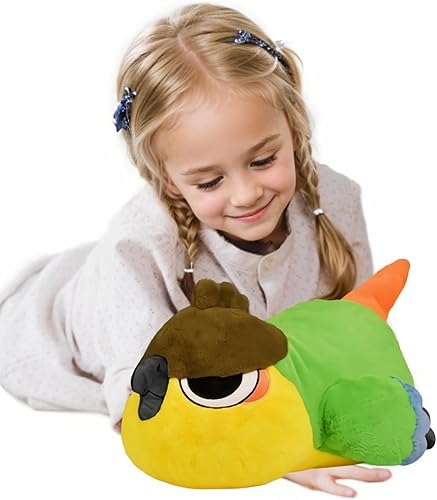 Miniatura 1 de Juguetes de peluche amarillo con pájaro verde, almohada de peluche súper suave, lindo peluche de pájaro de Navidad, regalos de cumpleaños para niños