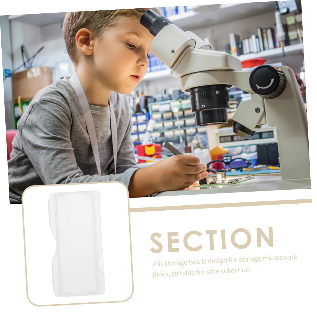 Scatola 100 Pezzi in Plastica Pp Porta Vetrini Microscopio e Chiusura Facile per Conservazione Laboratorio Microscopico Esperimenti