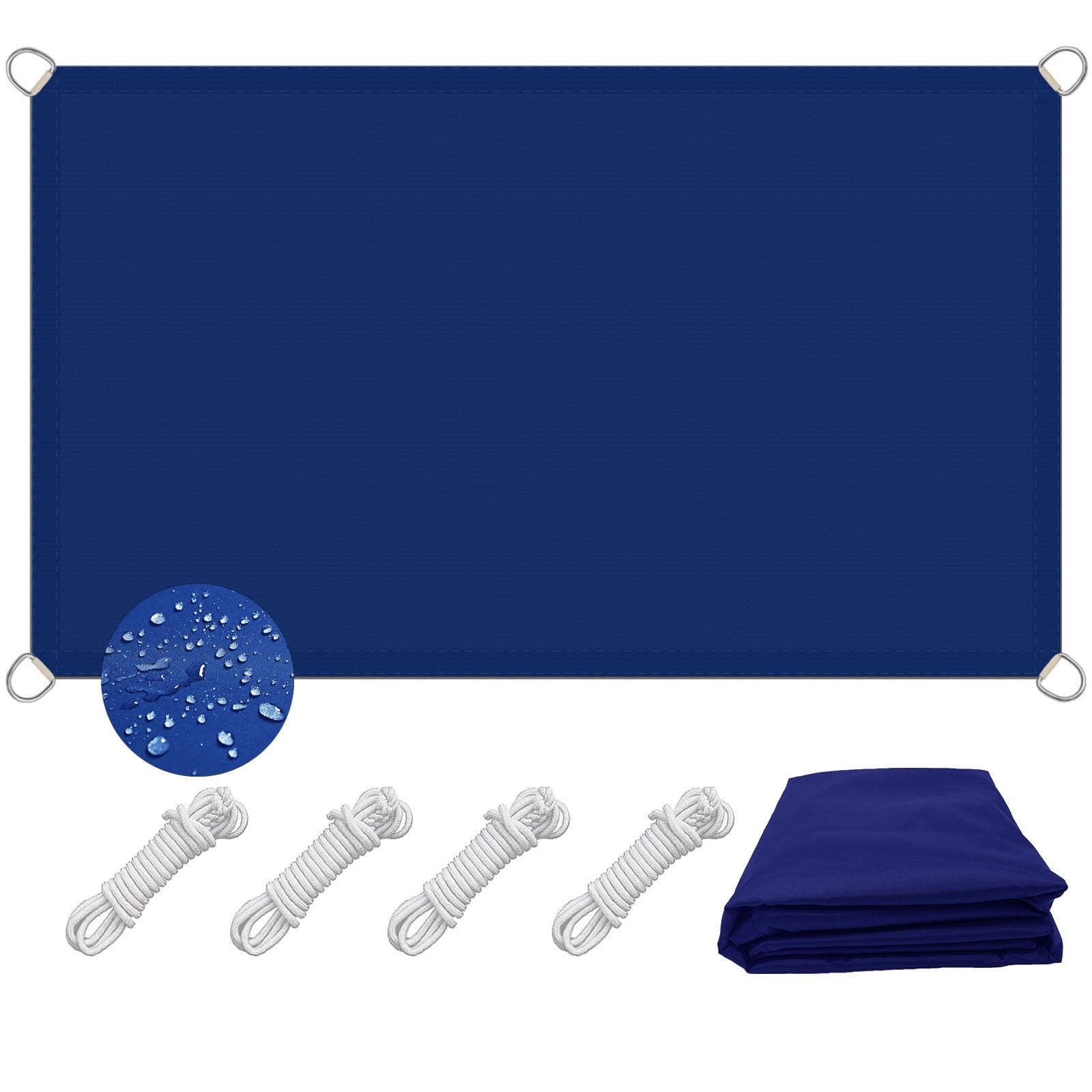 Filet d'ombrage 5.5 x 8 m bleu foncé avec cordes de fixation pour jardin et pergola