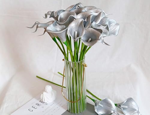 Miniatura 5 de Lirios artificiales de látex para ramos de boda, decoración de hogar, boda, fiesta, sensación al tacto como la real, 20 unidades