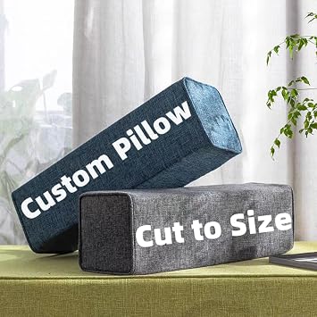 SINCERE Custom Size Armrest Pillows for Sofa Couch, Made to Order Rectangular Headrest Lumbar Square Pillow, Bed Gap Foam Filler,Bespoke Cut Decorative Bloster Back Neck Support Cushion,Removable Case