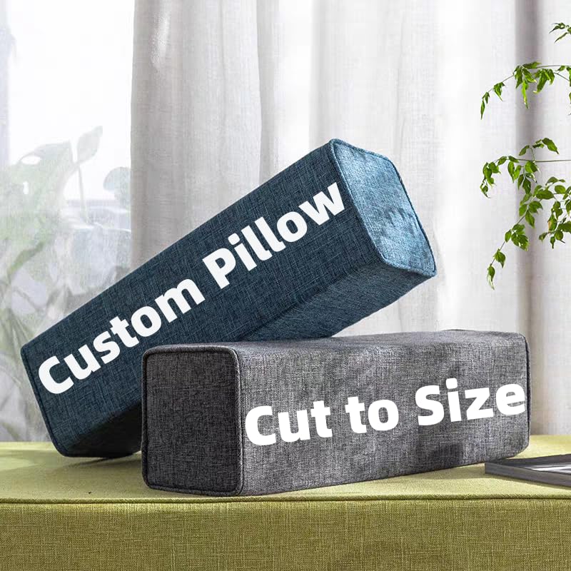 SINCERE Custom Size Armrest Pillows for Sofa Couch, Made to Order Rectangular Headrest Lumbar Square Pillow, Bed Gap Foam Filler,Bespoke Cut