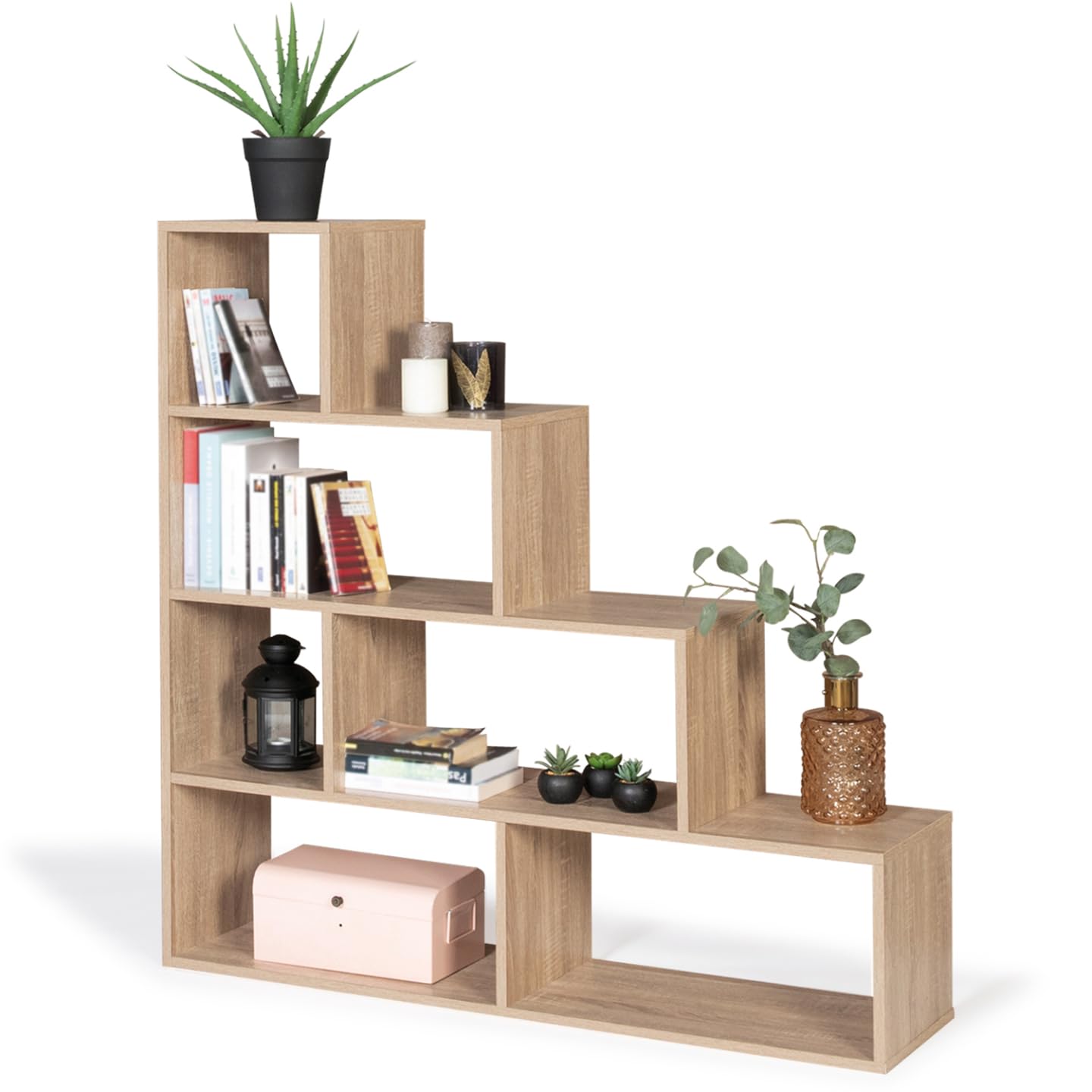 IDMarket - Bibliothèque escalier Lina Bois façon hêtre