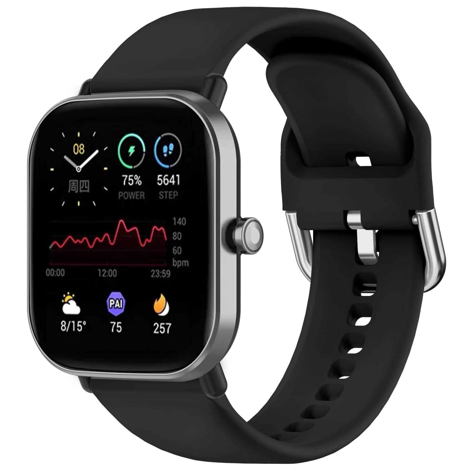 Strap 20 mm Compatible with Amazfit Bip 3/Bip U/Bip U Pro/Bip Lite and Amazfit GTS/GTS 2/GTS 2 Mini/GTS 3/GTS 4 Mini, Soft Silicone Sports Wristband, Lightweight, Breathable, Adjustable for Women Men