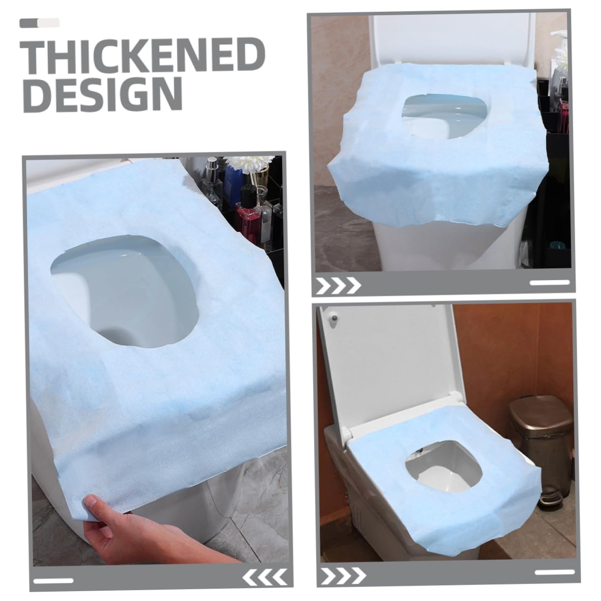 GOOHOCHY Portable Toilet Bags 30pcs Disposable Toilet Seats Covers Travel Camping Mat 40cmx60cm Blue Hotel Use