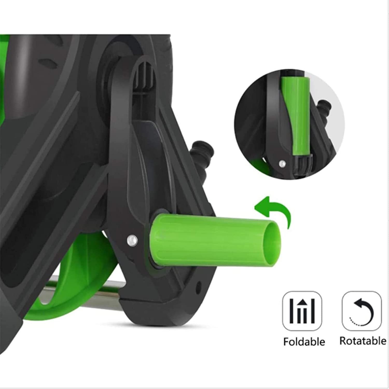 Supporto per avvolgitubo da Parete per Tubo dell'Acqua, avvolgitubo Portatile da Parete, Supporto per Tubi da Esterno, Carrello portatubo Durevole con Maniglia Pieghevole.