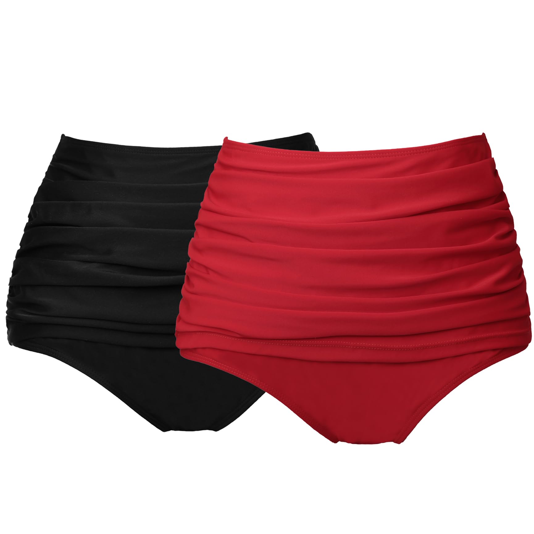 COCOPEAR Women's High Waisted Full Coverage Bikini Bottom Ruched Bathing Suit Bottoms for Women Tummy Control Swim Bottoms