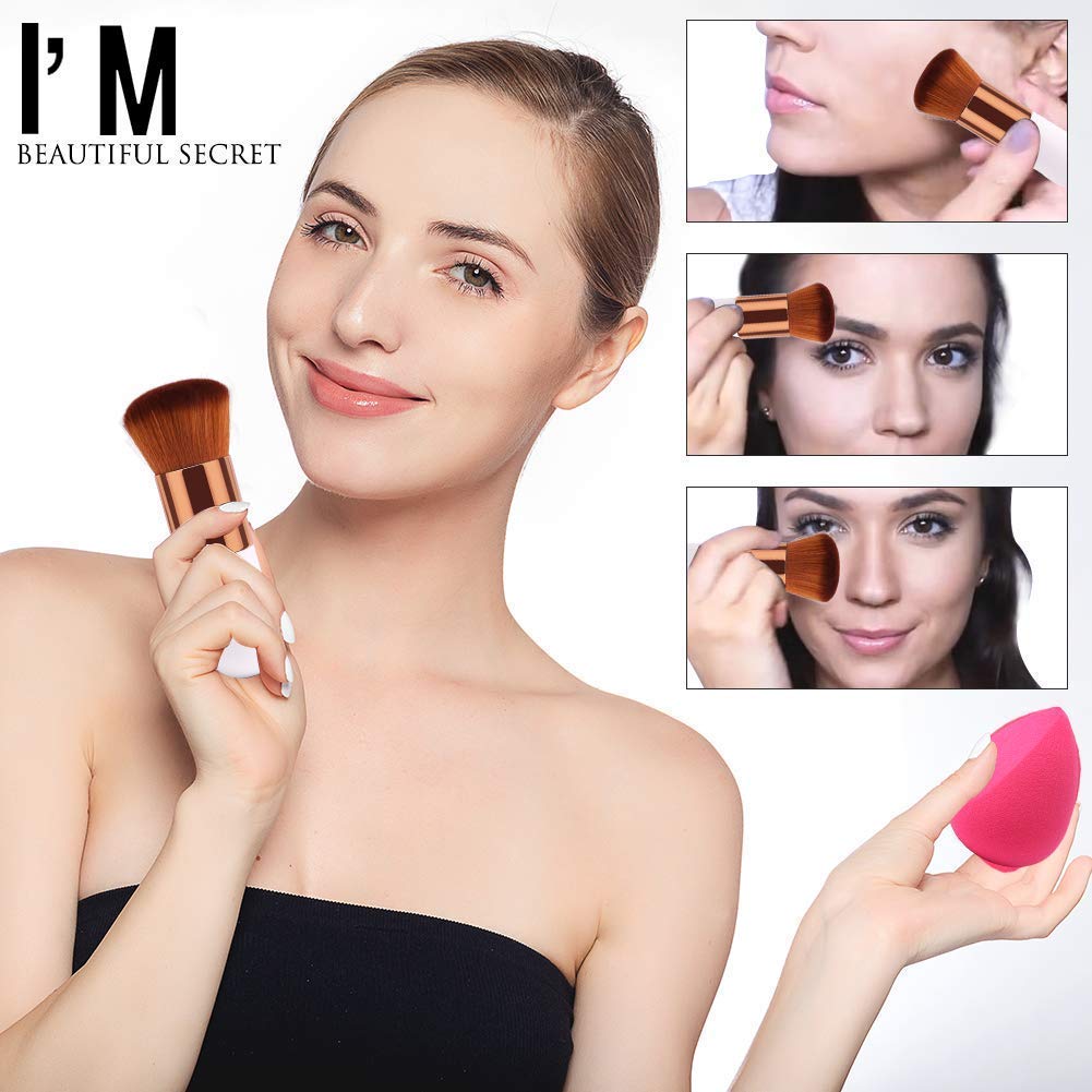 MAYU FOUNDATION BRUSH, MAKEUP BRUSH, WITH SPONGE AND BLENDER PUFF 2