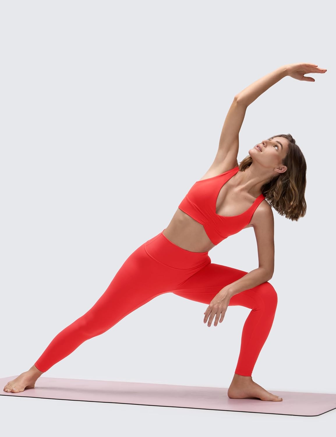 CRZ YOGA Butterluxe Ruched Longline Sports Bras for Women - V Neck Padded Yoga Tank Wide Straps Cross Back Crop Tops - Image 3