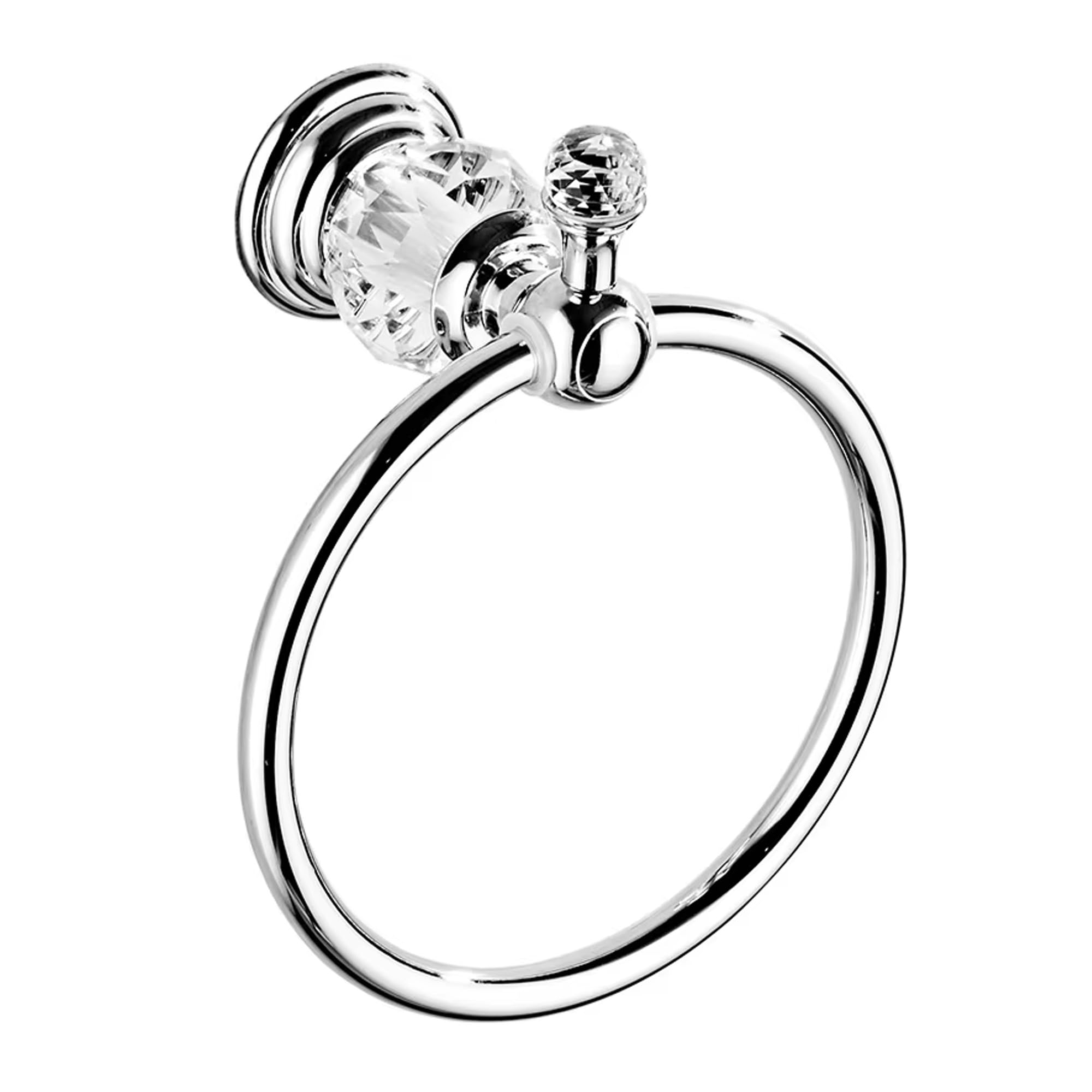 Peonybath Bright Chrome Chrome Towel Ring Towel Holder, Silver Crystal Towel Bar Bathroom Hardware