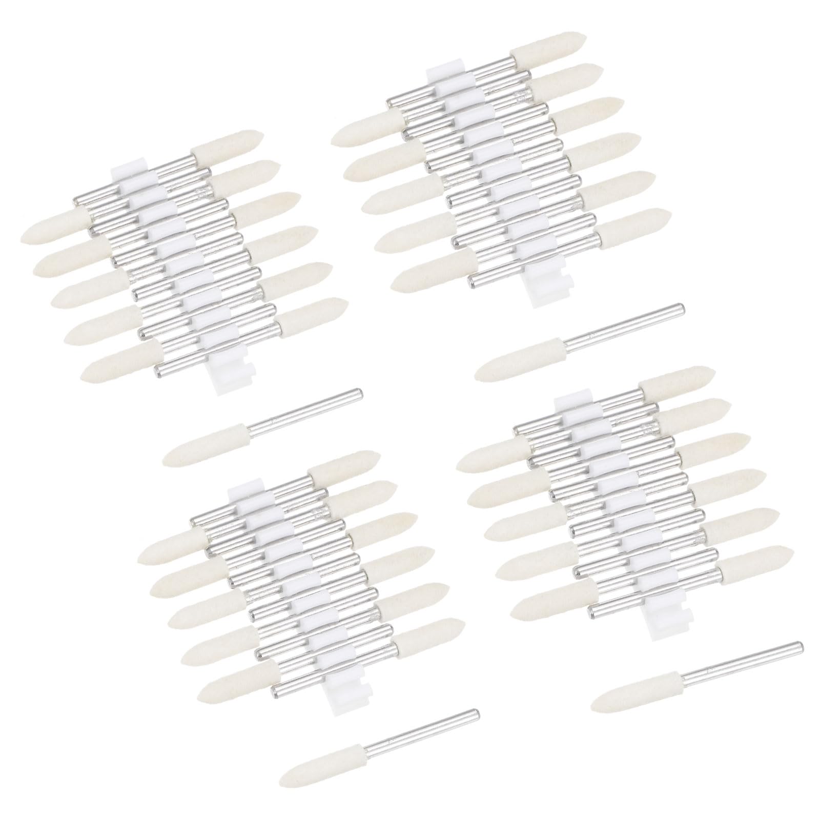 QUARKZMAN 3mm 4mm Laine Feutre Monté Pointes Conique Polissage Embouts Bavures Buffage Roues avec 1/8" Tige 48 pcs