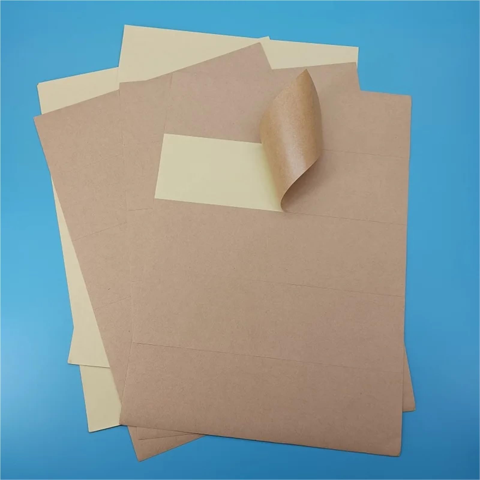 Lot de 100 à 400 étiquettes autocollantes A4 longues bandes vierges en papier kraft pour vêtements, bureau, école (E, 100 pièces)