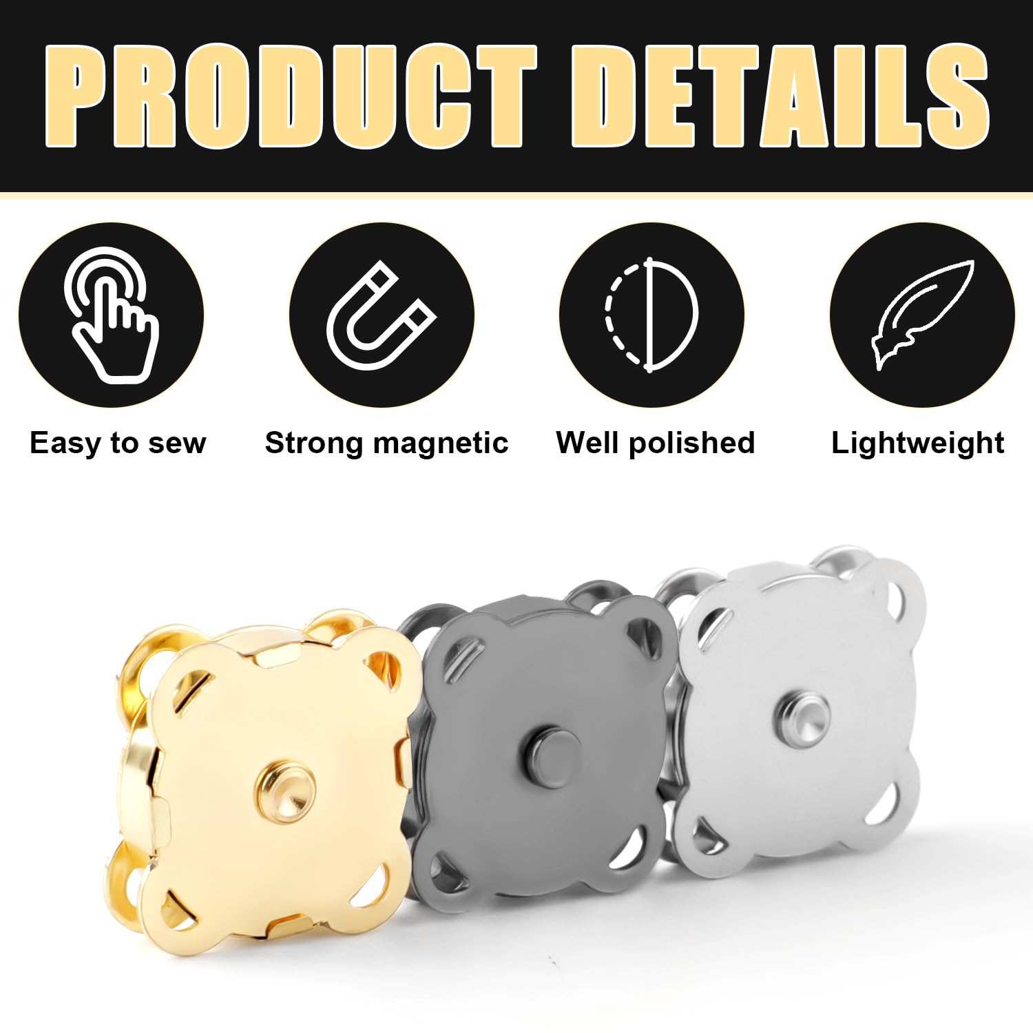 Chiusura Borsa Uncinetto 30 Bottoni Magnetici 18mm Per Borse E