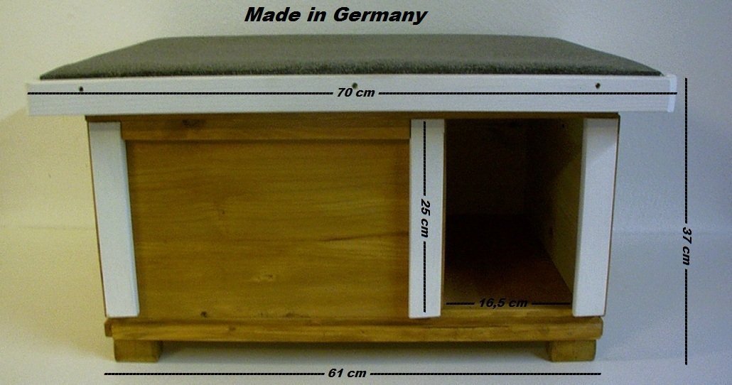 Katzenhaus Vollisoliert mit 20 Watt Heizung für Katzen aus Massivholz