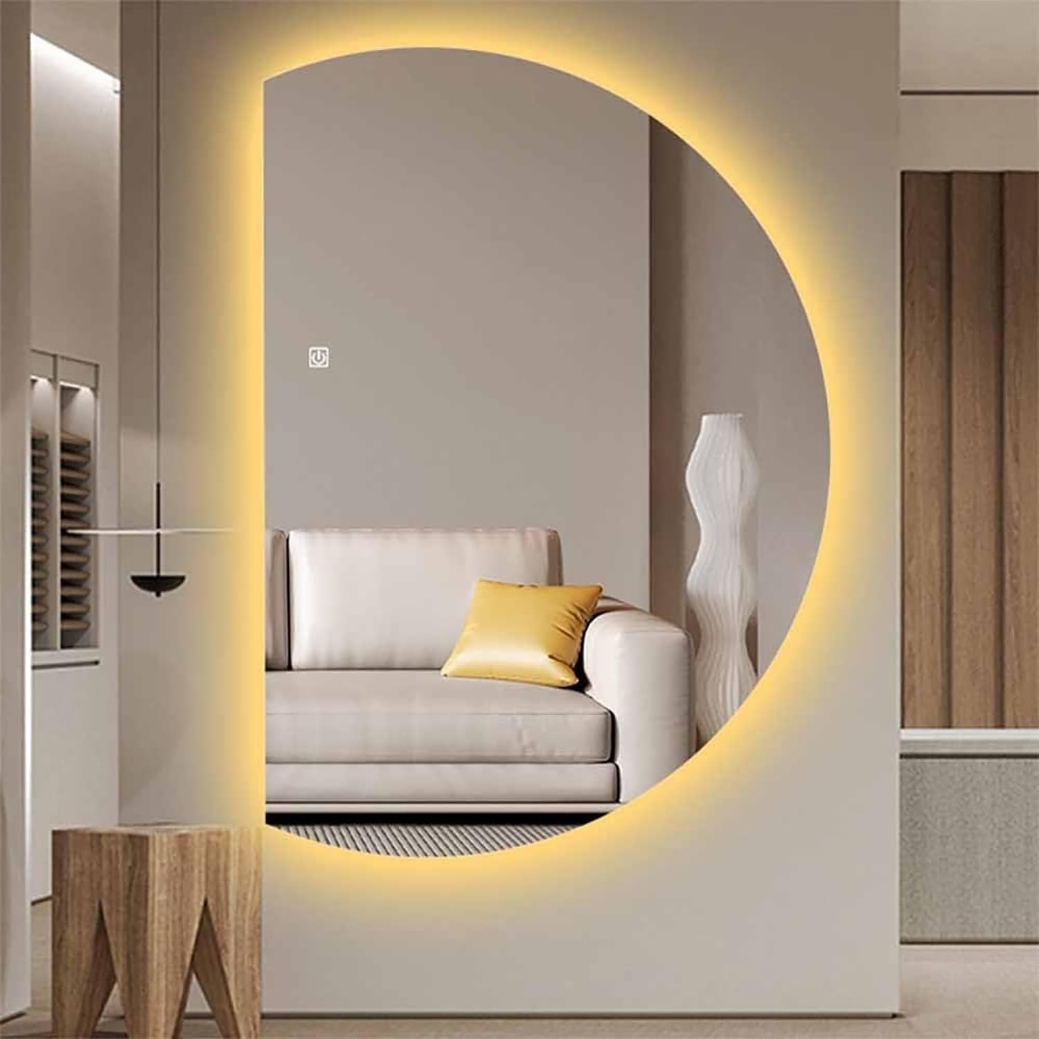 FGXHHS Large Frameless LED Illuminated with Anti-Fog and Adjustable Color Temperature