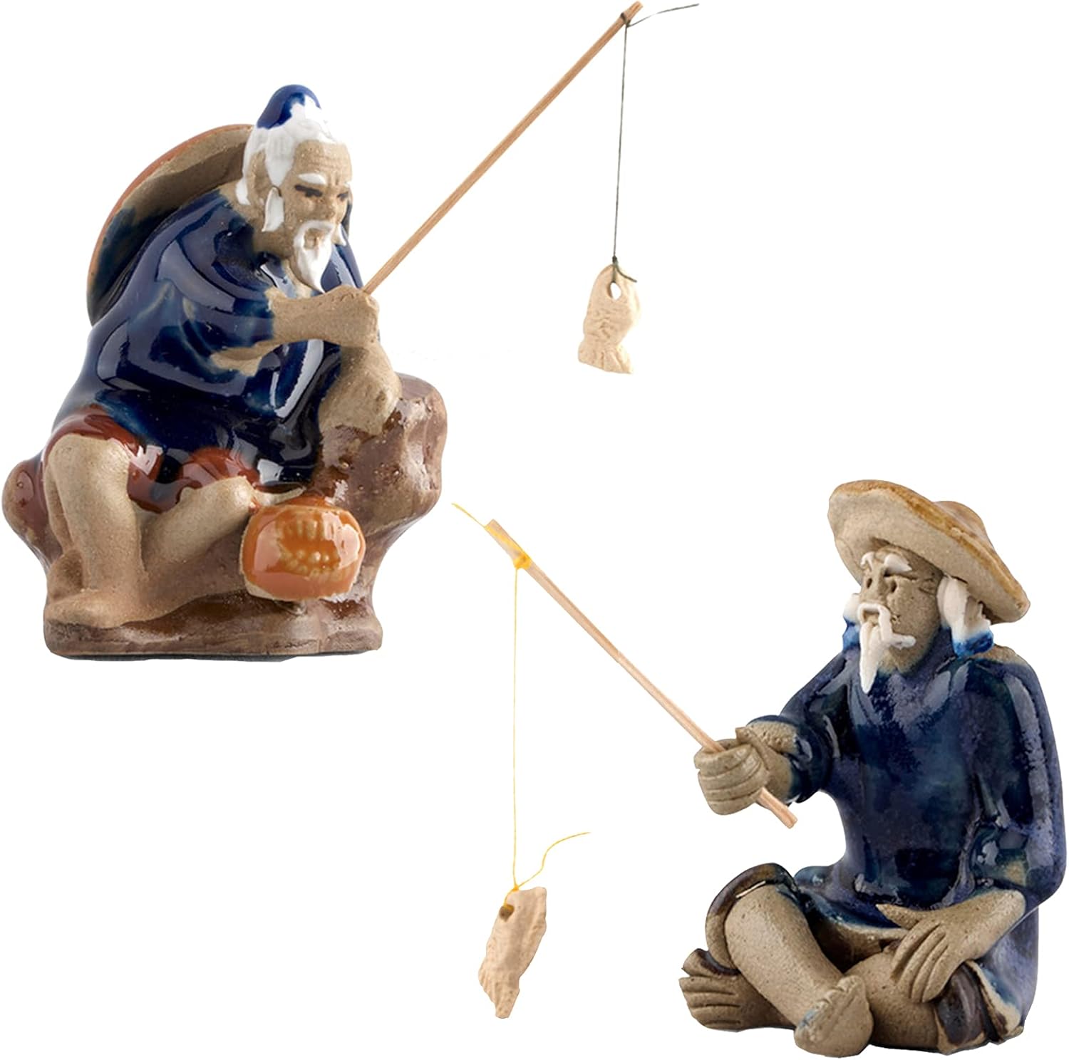 Statua Giardino Pescatore 2 Pezzi Pescatore Figurine Scultura Gnomo