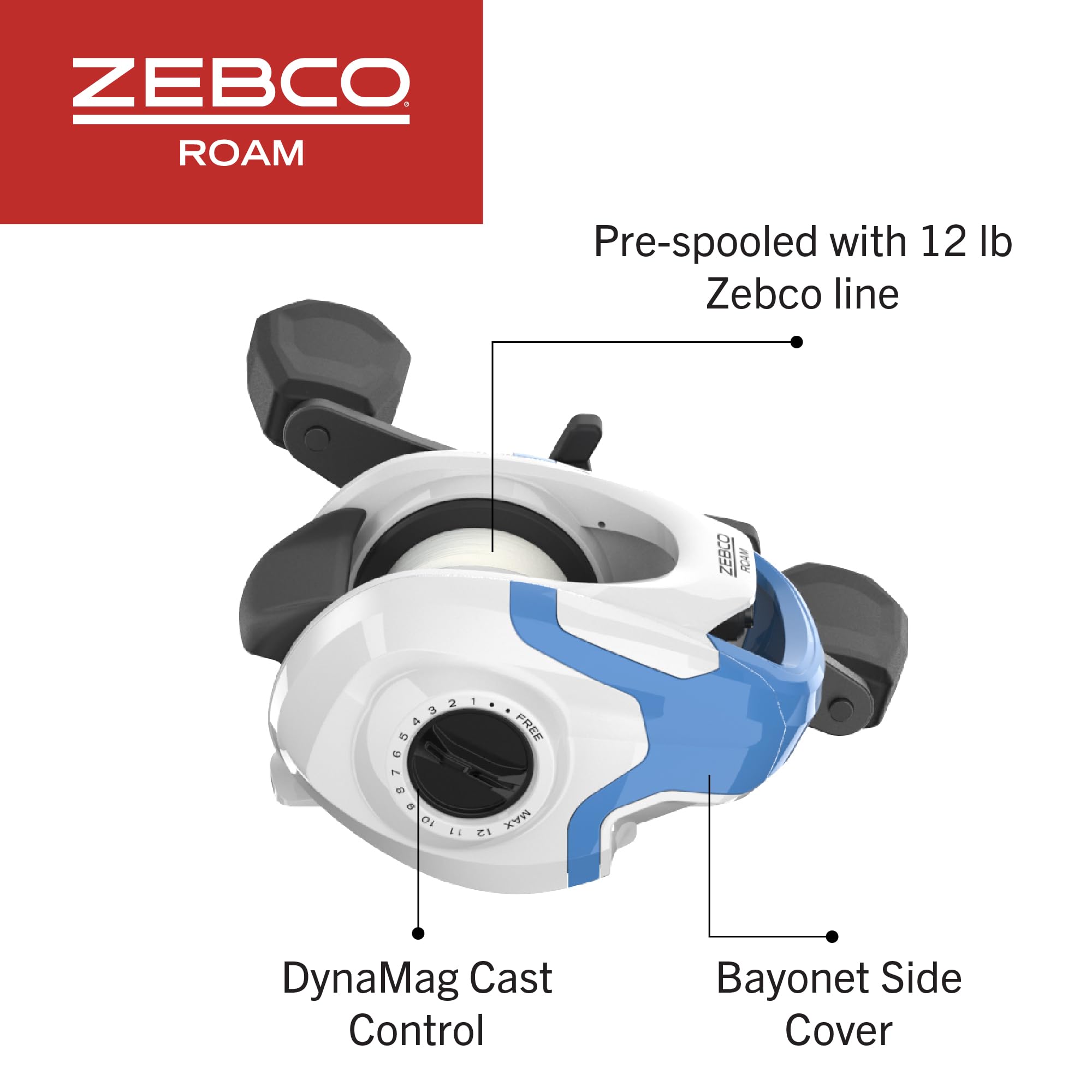 Amazon.com : Zebco Roam Baitcast Reel and Fishing Rod Combo, 6-Foot 6-Inch 2-Piece Medium-Heavy Power, Fast Action Rod, DynaMag Cast Control, 6.1:1 Gear Ratio, 12-Pound Line, Left-Hand Retrieve, Blue/White/Black : Sports & Amazon.com : Zebco Roam Baitcast Reel and Fishing Rod Combo, 6-Foot 6-Inch 2-Piece Medium-Heavy Power, Fast Action Rod, DynaMag Cast Control, 6.1:1 Gear Ratio, 12-Pound Line, Left-Hand Retrieve, Blue/White/Black : Sports &