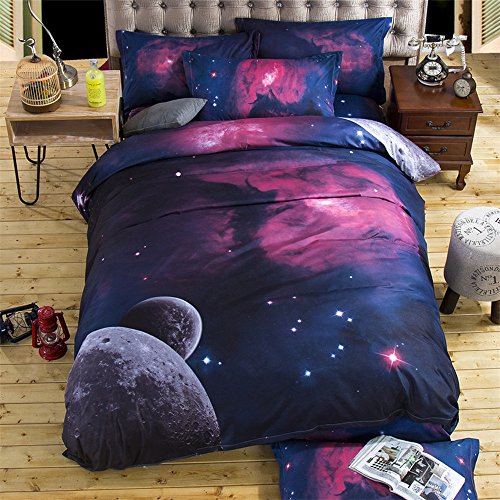 Mzpride 3D Mysterious Boundless Galaxy Red Sky Starry Night Bedding Sets Bedlinen Duvet/Quilt Cover Set Twin #TOP1