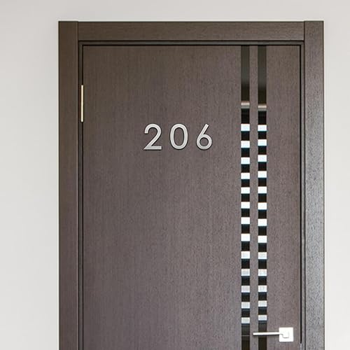 Miniatura 4 de Números de casa modernos de 3 pulgadas, número de buzón plateado cepillado, material de acero inoxidable, números de puerta autoadhesivos para