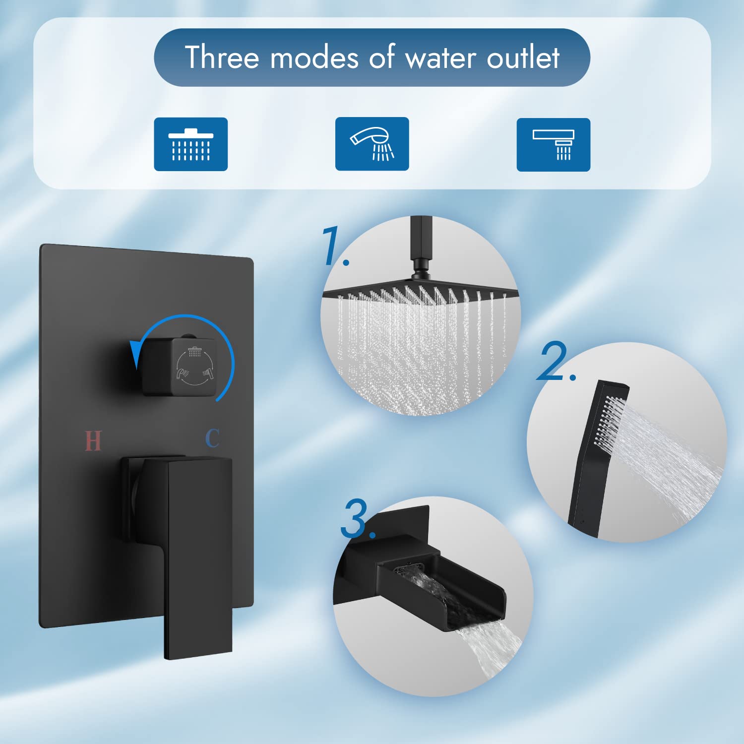 Duschsystem Mattschwarz – Mit 30 Cm Regendusche, Handbrause & Badewannenhahn, 3 Funktionen, Messing